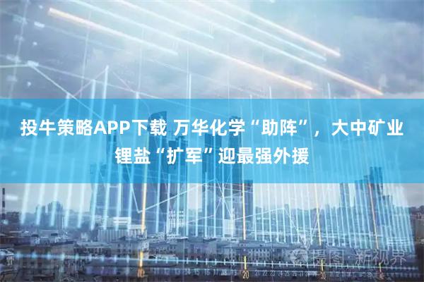 投牛策略APP下载 万华化学“助阵”，大中矿业锂盐“扩军”迎最强外援